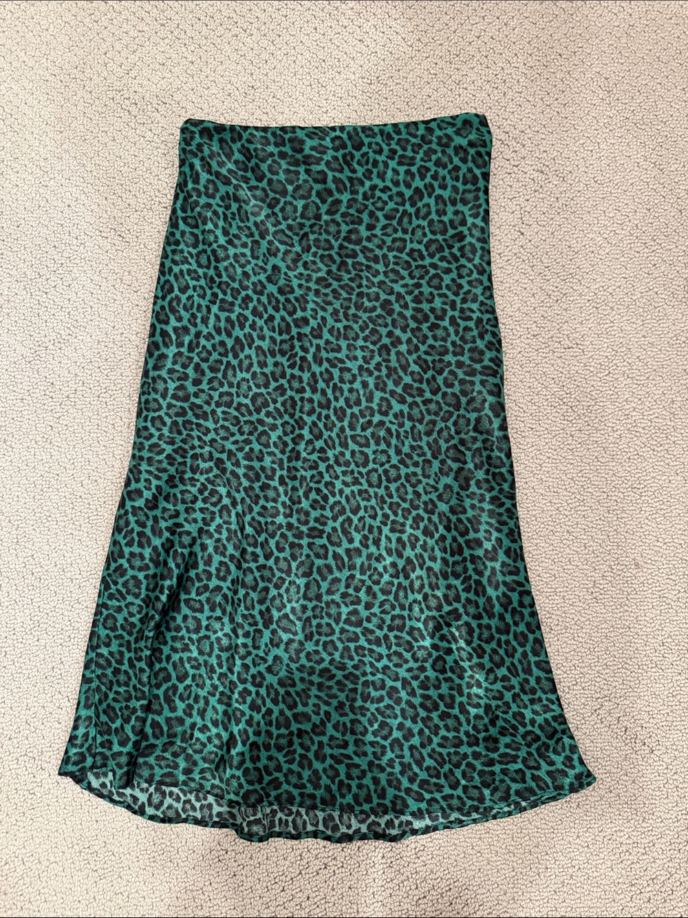 Socialite Teal and Black Leopard-Print A-Line Skirt